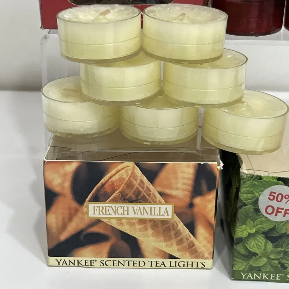 Yankee Candle Tea Lights Lot Cranberry Chutney Fresh Mint French Vanilla